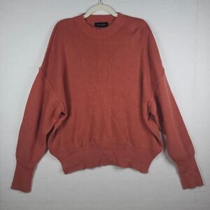 Cotton Candy LA Ribbed Oversized Crew Neck Sweater S/M Terracotta Drop Shoulder